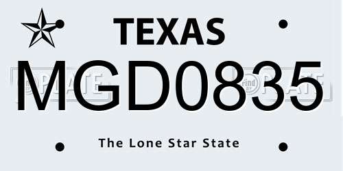 MGD0835 Texas License Plate