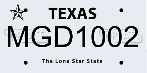 MGD1002 Texas License Plate