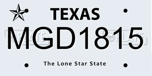 MGD1815 Texas License Plate