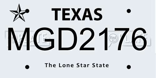 MGD2176 Texas License Plate