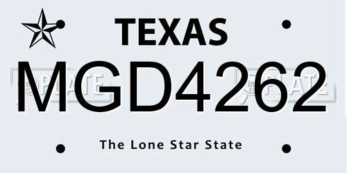 MGD4262 Texas License Plate