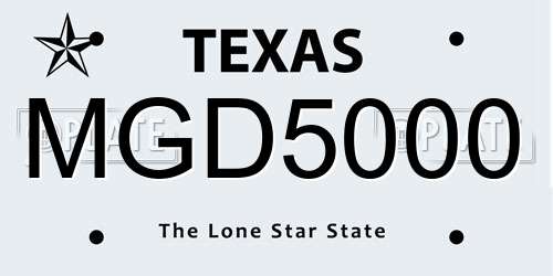 MGD5000 Texas License Plate
