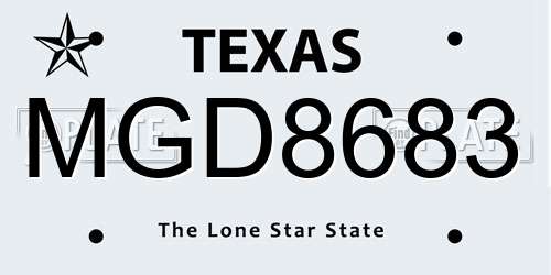 MGD8683 Texas License Plate