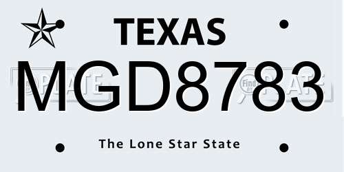 MGD8783 Texas License Plate