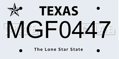 MGF0447 Texas License Plate