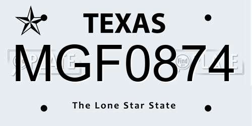 MGF0874 Texas License Plate