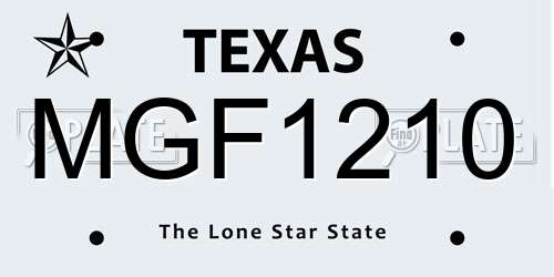 MGF1210 Texas License Plate