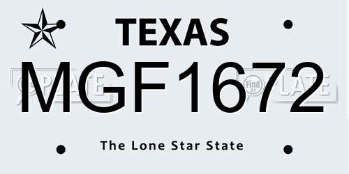 MGF1672 Texas License Plate
