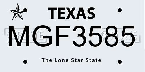 MGF3585 Texas License Plate