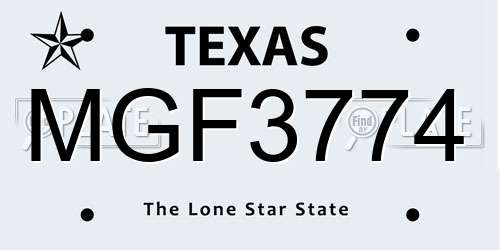 MGF3774 Texas License Plate