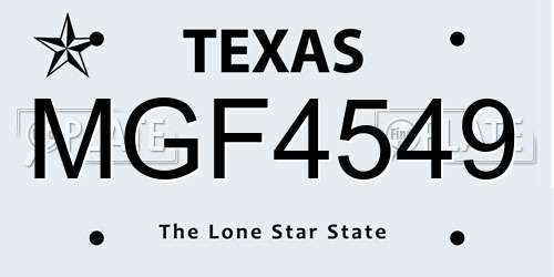 MGF4549 Texas License Plate