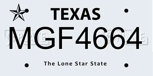 MGF4664 Texas License Plate