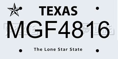 MGF4816 Texas License Plate