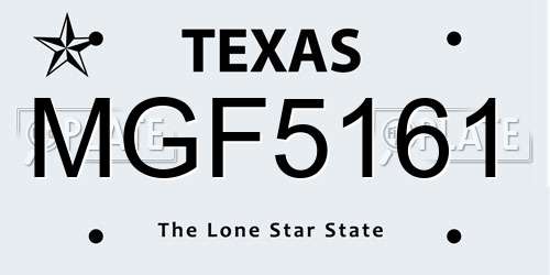 MGF5161 Texas License Plate
