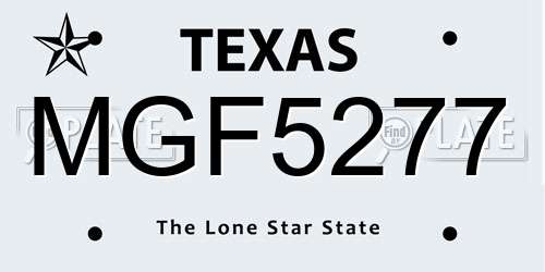 MGF5277 Texas License Plate