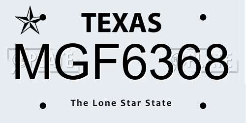 MGF6368 Texas License Plate