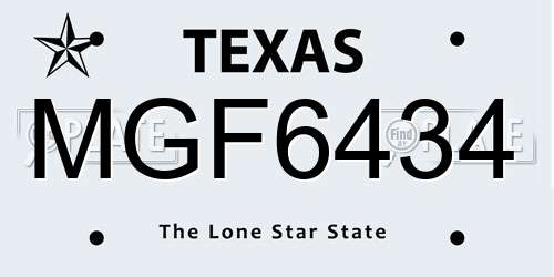 MGF6434 Texas License Plate
