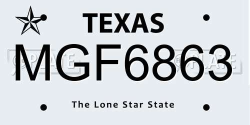 MGF6863 Texas License Plate