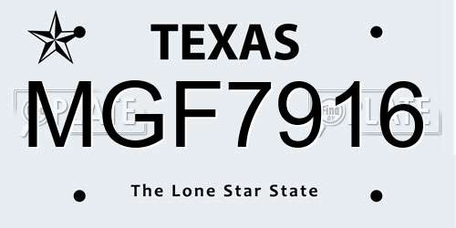 MGF7916 Texas License Plate