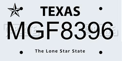 MGF8396 Texas License Plate