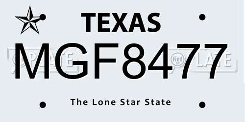 MGF8477 Texas License Plate