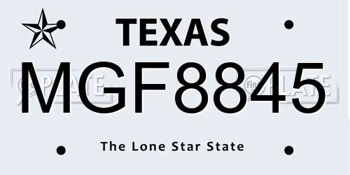 MGF8845 Texas License Plate