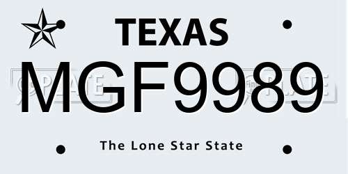 MGF9989 Texas License Plate