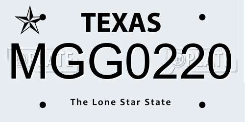 MGG0220 Texas License Plate