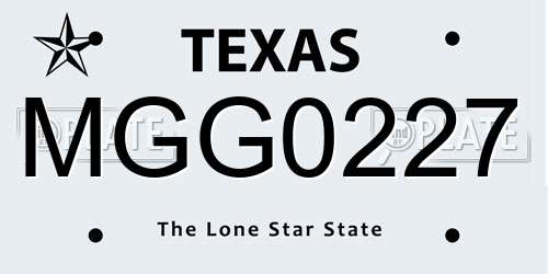 MGG0227 Texas License Plate