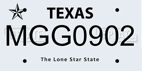 MGG0902 Texas License Plate