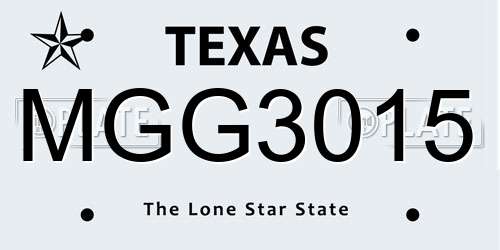 MGG3015 Texas License Plate