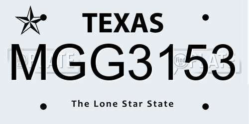 MGG3153 Texas License Plate