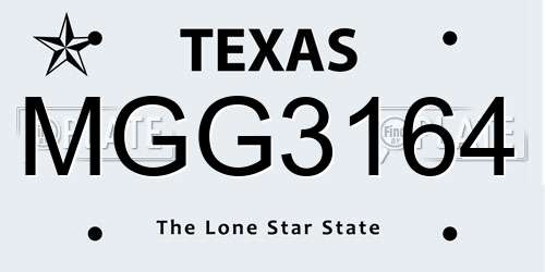 MGG3164 Texas License Plate
