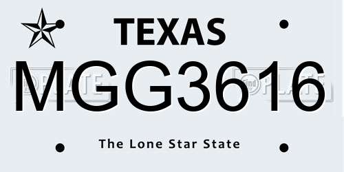MGG3616 Texas License Plate