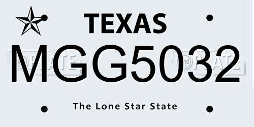 MGG5032 Texas License Plate