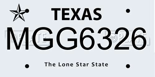MGG6326 Texas License Plate