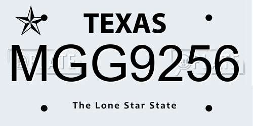 MGG9256 Texas License Plate