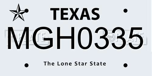 MGH0335 Texas License Plate