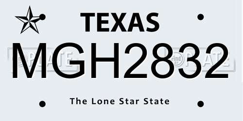 MGH2832 Texas License Plate