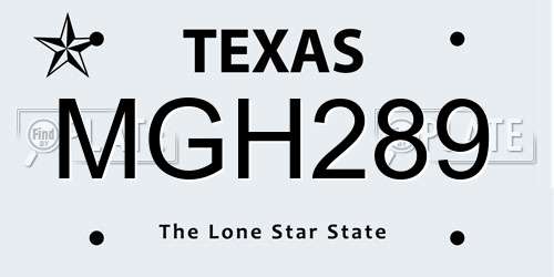 MGH289 Texas License Plate