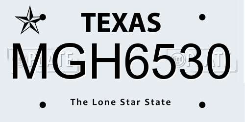 MGH6530 Texas License Plate
