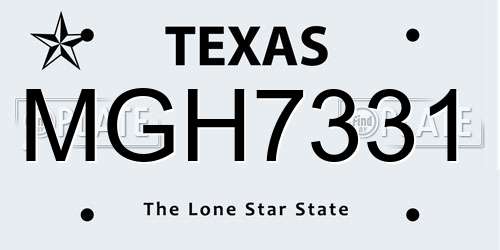 MGH7331 Texas License Plate