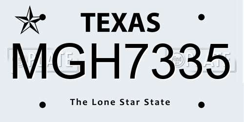 MGH7335 Texas License Plate
