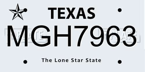 MGH7963 Texas License Plate