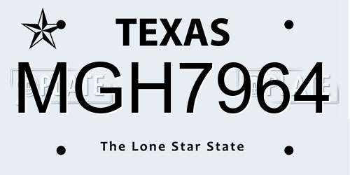 MGH7964 Texas License Plate