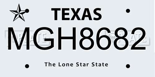 MGH8682 Texas License Plate