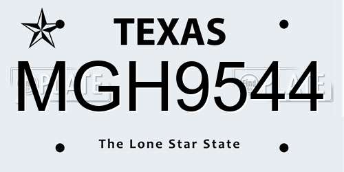 MGH9544 Texas License Plate