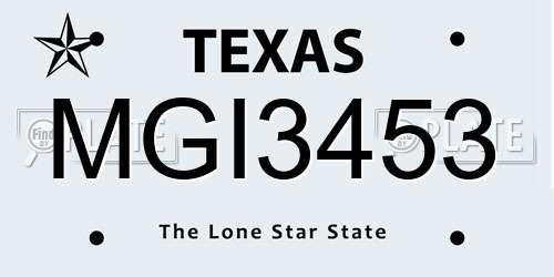 MGI3453 Texas License Plate