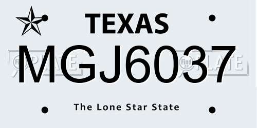 MGJ6037 Texas License Plate
