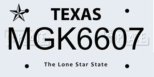 MGK6607 Texas License Plate